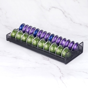 Porte-accessoires de café noir 3 niveaux en maille métallique porte-capsules de café tiroir <span class=keywords><strong>Nespresso</strong></span> boîte à dosettes de café - Product Image 6