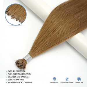 Extensions per <span class=keywords><strong>capelli</strong></span> all'ingrosso a doppia trama con punta a ventaglio Y-TIP, trama singola, cheratina vergine, <span class=keywords><strong>capelli</strong></span> umani 100% Remy, biondi per <span class=keywords><strong>donna</strong></span> - Product Image 4