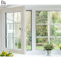 Fenêtre à battant en PVC résistant aux ouragans - Fenêtre double vitrage en vinyle imitation bois pour villa - PVC blanc à haute efficacité énergétique