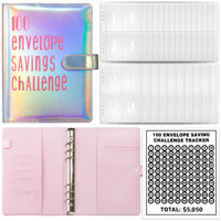 Classeur A5 brillant 100 jour argent défi 100 enveloppe défi cartes à gratter 100 enveloppe économies défi journal cahier
