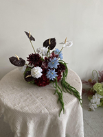 Bunga Artifisial QSLH Dekorasi Sutra Hiasan Meja Bola Bunga Burgundy Biru Calla Lily 30cm untuk Dekorasi Pernikahan