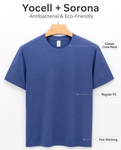 T-shirt pour homme en modal Sorona 220GSM, col rond, manches courtes, couleur unie, coupe classique - Product Image 5