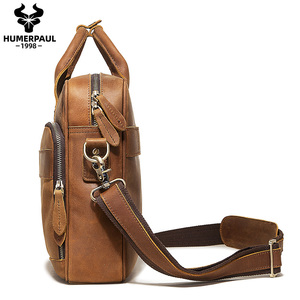 Logotipo personalizado funcional <span class=keywords><strong>ejecutivo</strong></span> bolso de cuero computadora portátil impermeable bolso de hombro bolsos suave cara maletines de cuero - Product Image 3