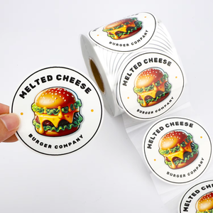 Etiqueta circular para cocina, logotipo personalizado, etiqueta de papel para alimentos, caja de Hamburgo, embalaje impermeable, pegatina para restaurante de <span class=keywords><strong>hamburguesas</strong></span> para pequeñas empresas - Product Image 3