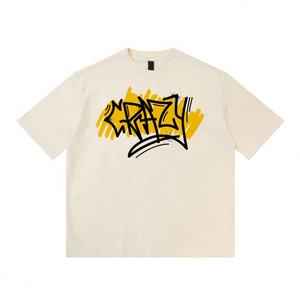 100% de coton en jersey uni avec col vieilli T-shirt graphique rétro à manches courtes - Product Image 2