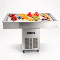 Table de préparation réfrigérée en acier inoxydable avec plateau froid et surface givrée pour usage commercial