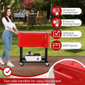 Nevera Portátil con Ruedas de 73L, Cesta de Hielo Metálica Aislada, Carro Refrigerador con Ruedas para Bebidas, Latas y Cerveza - Product Image 6