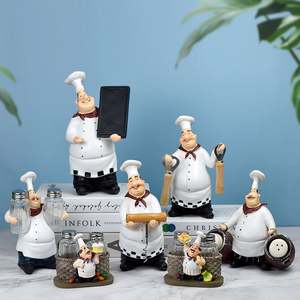 SE7 resina Chef figura decorazione stanza decorazione <span class=keywords><strong>cucina</strong></span> statue per decorazione fabbrica vendita diretta Chef in resina artigianato ornamenti - Product Image 3