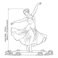 Sculpture de danseuse en bronze grandeur nature, statue de danseuse féminine vintage en bronze avec ornements floraux pour place de ville, parc