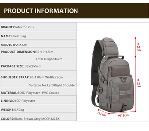 Tactische Sling Borsttas Met Waterfles <span class=keywords><strong>Holster</strong></span> Houder Assault Pack Messenger Schoudertas Crossbody Tassen - Product Image 2