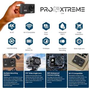 Caméra d'action Freeze2trim 4K Ultra HD étanche Wi-Fi 30M avec objectif 170 degrés et stabilisation d'image - Product Image 2