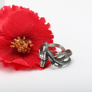 Dragon-Shaped <b>Ring</b> Silver Red Eyes Men's Fashion Jewelry <b>Titanium</b> Steel <b>Ring</b> European Style Gift - Product Image 4