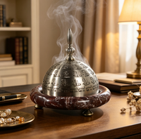 Brûleur à Bakhoor en marbre rouge naturel, brûleur d'encens en pierre Viola, Mabkhara pour Ramadan, hôtel musulman, maison arabe, décoration cadeau