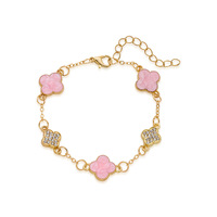 Ensemble de bijoux de mode pour femmes à usage quotidien, collier, bracelet, bague et boucles d'oreilles en alliage avec motif trèfle porte-bonheur - un coffret cadeau