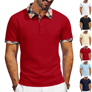 Polo de Manga Corta para Hombre, Cuello a Cuadros, Informal, Transpirable, Tejido de Punto, Color Sólido, Corte Regular - Product Image 3