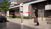 Señalización Digital para Paradas de Autobús, Montada en Poste Vertical, con Energía Solar, Pantalla LCD de Doble Cara, IP65