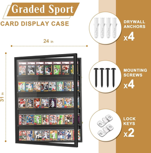 Vitrine de présentation <span class=keywords><strong>pour</strong></span> cartes de baseball, armoire murale <span class=keywords><strong>en</strong></span> <span class=keywords><strong>bois</strong></span> <span class=keywords><strong>pour</strong></span> 40 cartes de sport avec acrylique transparent, vitrine portable - Product Image 4
