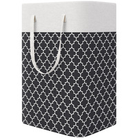 Panier à linge en toile épaissie pliable en coton et lin sac d'emballage mobile rayé pour le rangement de la salle de bain et les vêtements sales