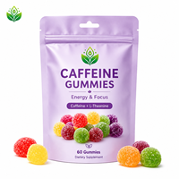 Gummies à la caféine naturelle OEM avec L-Théanine, 60 unités, complément énergétique et pour la concentration