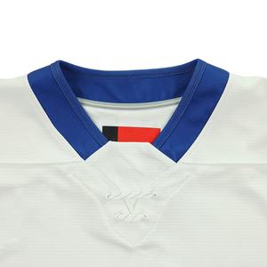Maillot de glace avec nom et numéro à coudre à manches longues blanc pratique vêtements de hockey unisexe - Product Image 2