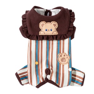 Teddy Small Dog Clothes Striped Belly Cover Sailor <b>Collar</b> <b>Pet</b> Apparel Four Seasons Dress - Product Image 5