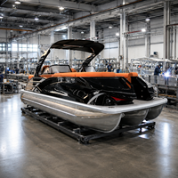 Bateau ponton en aluminium spacieux de 22 pieds, 200 CV, 12 personnes, avec échelle de bain, table, salon avant, pour fêtes aquatiques et vacances, certifié CE