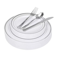 600 Pièces Assiettes en Plastique de Fête Chaudes, Vaisselle Jetable Épaisse Élégante et Fantaisie pour Mariage, Hôtel, Restaurant