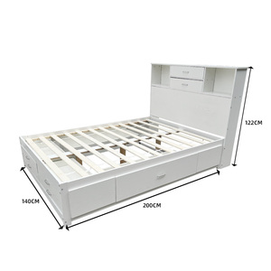 <span class=keywords><strong>Lit</strong></span> double moderne en bois massif avec rangement, plateforme en bois, tête <span class=keywords><strong>de</strong></span> <span class=keywords><strong>lit</strong></span> et tiroirs, mobilier <span class=keywords><strong>de</strong></span> chambre - Product Image 2