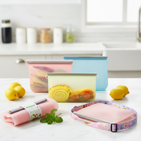 Sacs de conservation alimentaire en silicone de qualité alimentaire, durables, étanches, réutilisables, sans BPA, avec logo personnalisé, sacs de conservation alimentaire en silicone autoportants