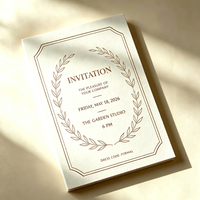 Invitación de Fiesta con Diseño Retro Personalizado, Impresión de Arte Lineal para Banquetes Privados y Eventos Formales