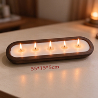 Bougies parfumées de luxe en gros, faites à la main, dans un bol en bois, bougies parfumées à plusieurs mèches en cire de soja pour la décoration intérieure