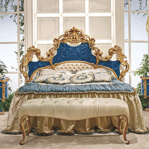 Cao cấp màu xanh lá cây Malachite khắc gỗ cổ điển Pháp nội thất phòng ngủ giường cho biệt thự ngôi nhà lớn - Product Image 3