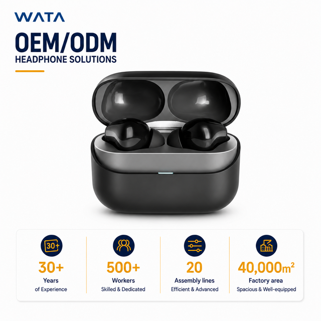 WATA OEM ODM Custom Factory Touch Control /USB-C/IPX4 Waterproof TWS ANC Earbuds Wireless Active Noise Cancelling Headphone