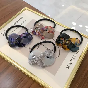 YANYE 꽃 Tortoiseshell 바느질 트위스트 아세테이트 헤어 액세서리 헤어 Scrunchies 높은 탄성 헤어 밴드 로프 넥타이