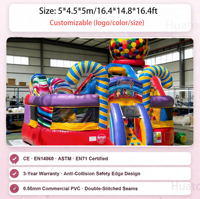 Château gonflable commercial en PVC imperméable de 0,55 mm sur le thème du carnaval, avec toboggan, pour location de fêtes d'enfants