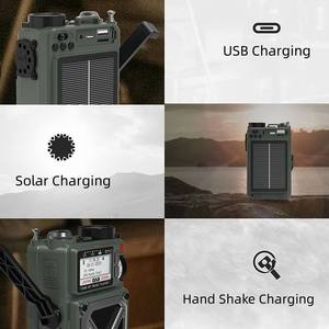 Radio Digital de Fábrica con Bluetooth 5.0, Radio FM/AM para Exteriores, Carga Solar, Banco de Energía de 4000mAh, Alerta SOS, Plástico ABS, Banda Completa - Product Image 3