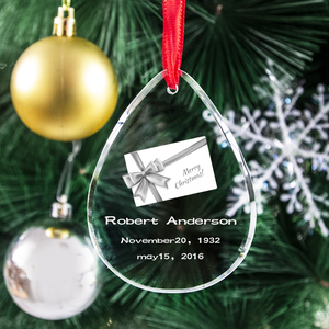 High Quality K9 Clear Crystal <strong>Christmas</strong> Ornament Water Drop Shape with UV Printing Laser Engraving <strong>Wholesale</strong> Blank Ornament - Product Image 2