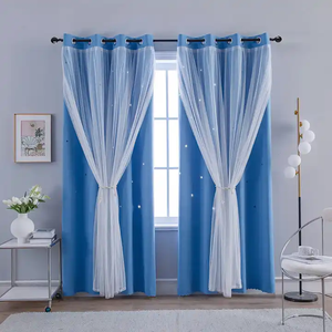 DaiRui Rideau occultant en dentelle à <span class=keywords><strong>double</strong></span> couche de couleur unie prêt à l'emploi Princesse de créateur et étoile pour le salon Vente en gros - Product Image 1