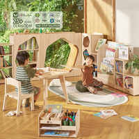 Hikeylove Mobilier de classe préscolaire moderne et écologique pour enfants, ensemble table et chaise en bois massif durable, empilable et sécurisé