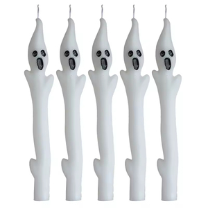 Horror Halloween Ghost Taper Candle with <b>Holder</b>, Natural Soy Wax Handcrafted <b>Rod</b> Pole Candle for Indoor Party Scene Decoration - Product Image 6