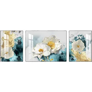 中国牡丹画装饰墙面艺术花卉画现代墙面装饰水晶瓷画