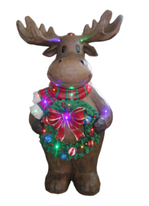Renne de Noël sculpté en bois avec lumières LED - Product Image 2