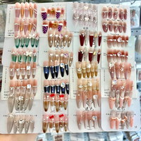 Uñas Acrílicas Hechas a Mano al por Mayor, 10 Piezas, Uñas Acrílicas Cortas y Cuadradas, Pintadas a Mano, Reutilizables, de Alta Calidad, Uñas Postizas