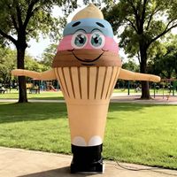 Danseur de crème glacée gonflable géant personnalisé Zhenmei, ventilateur intégré, alimentation par prise, installation facile pour la danse de dessins animés en extérieur