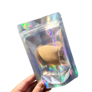 Limpar Prata Reclosable Mylar Sacos para Zip Heat Sealable Rainbow Foil Holographic Pouch