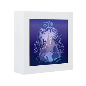 Alice Droom Bospapier Lightcut Box Light Schilderijen Familie Cadeau 3d Cricut Materiaal Papieren Lantaarn Met Kleurrijke Ledlampen