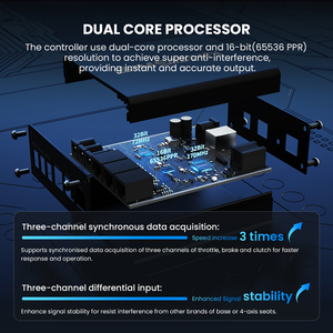 SIMSONN pedales de simulador de carreras profesional y volante con retroalimentación de fuerza real se adaptan a juegos de carreras de PC controladores de juegos - Product Image 4