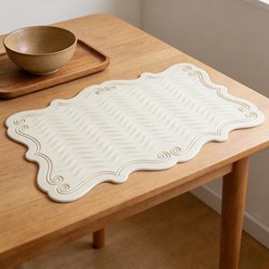 แผ่นรองจานกันน้ำลายลูกไม้ลายนูนรูปสี่เหลี่ยมผืนผ้าลดราคาพิเศษ แผ่นรองจานซิลิโคนแบบกำหนดเองสำหรับโต๊ะอาหารในครัว - Product Image 6
