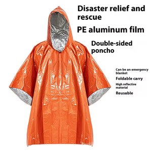 Poncho Termico Impermeabile in Mylar - Coperta di Emergenza Portatile in Alluminio PE da 26um di Spessore, 0,07kg, per Avventure all'Aperto - Product Image 2