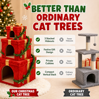 Arbre à chat de Noël personnalisable à 3 niveaux, avec condo douillet en peluche et griffoir en sisal, OEM ODM, pour 2 à 3 chats, 110 cm de haut